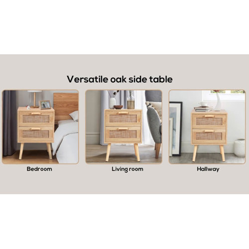 Bay Isle Home Spurlin Rattan Nightstand With 2 Storage Drawers ...